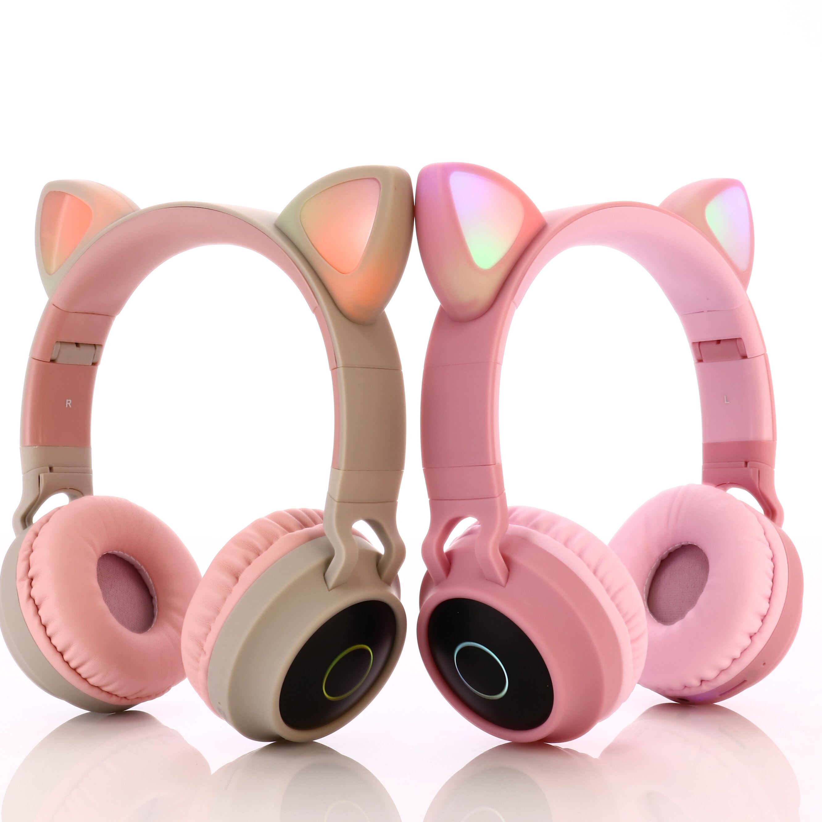 Bluetooth Sans Fil Chat Oreilles Casque Avec Micro, Enfant Mignon Fille Stéréo Musique Casque Pliable CASQUE LED