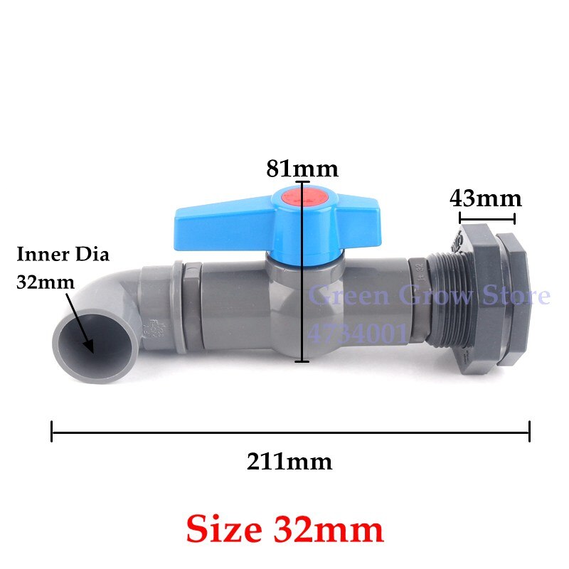20 25 32 40Mmdirect/Elleboog Pvc Water Tank Gezamenlijke Aquarium Fish Tank Connectors Combinatie Pak Water Tank Pvc inlaat/Uitlaat Water: Size 32mm Elbow