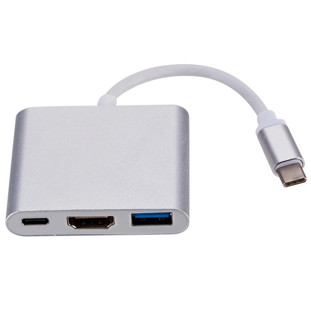 Grwibeou USB c vers HDMI Type C Hdmi convertisseur adaptateur USB 3.1 vers HDMI USB 3.0 type-c pour Mac Air Pro Huawei Mate10 Samsung S8: Argent
