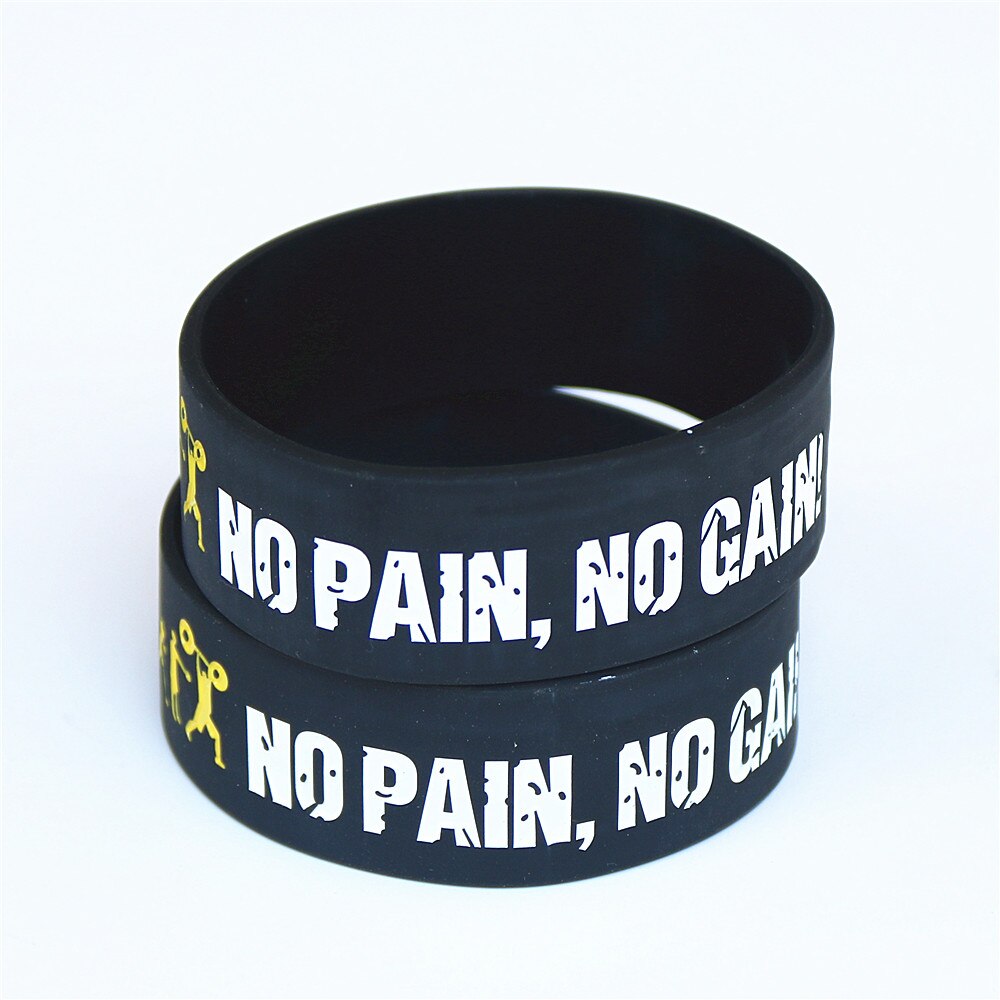 Lukeni 25 Stuks Wide Band Iedereen Fit No Pain No Gain Siliconen Polsbandje Motto Rubber Armbanden En Armbanden SH078