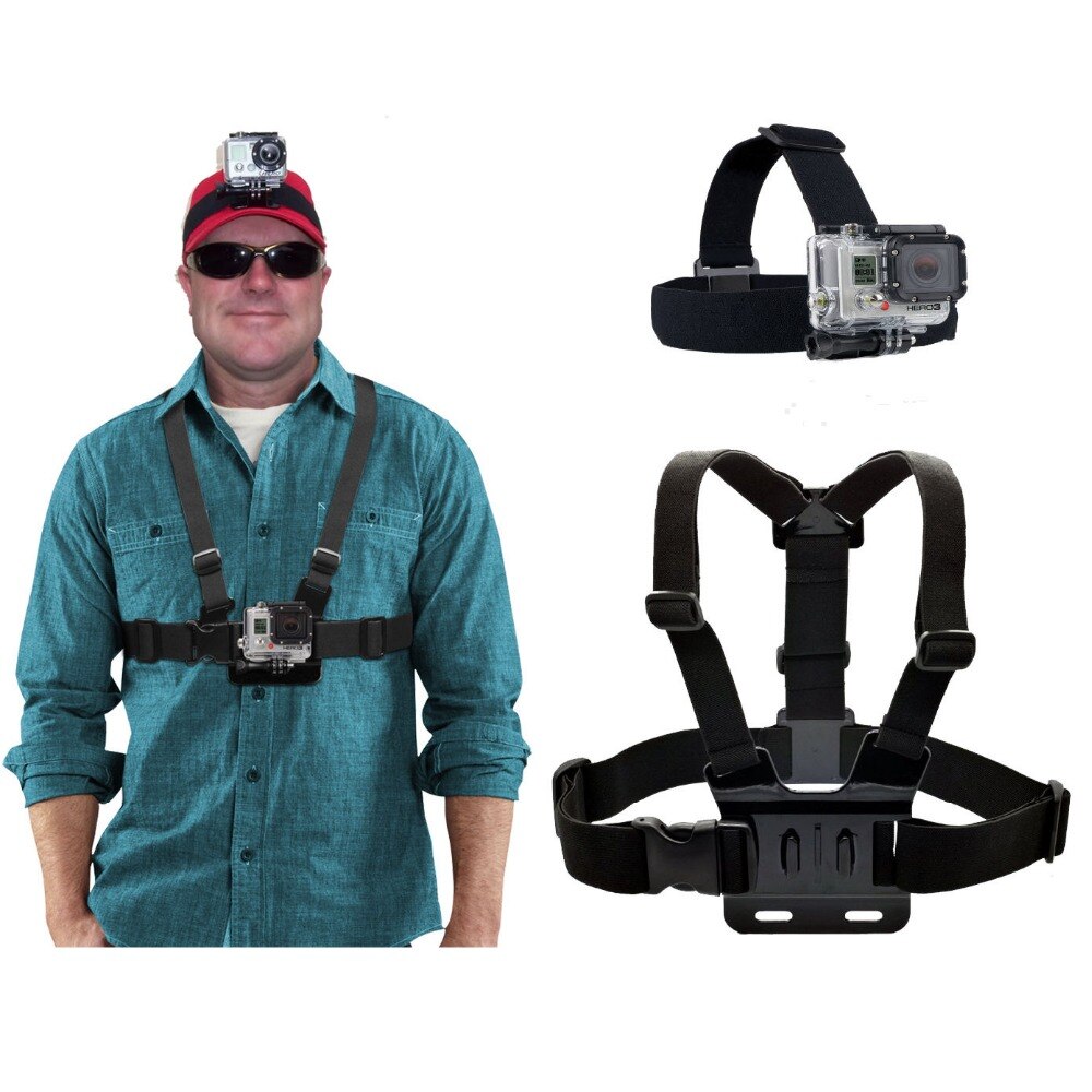 Elastische Verstelbare Hoofdband Mount Riem En Borst Riem Mount Kit Voor Sport Camera Serie Actie Camera Accessoires: Default Title