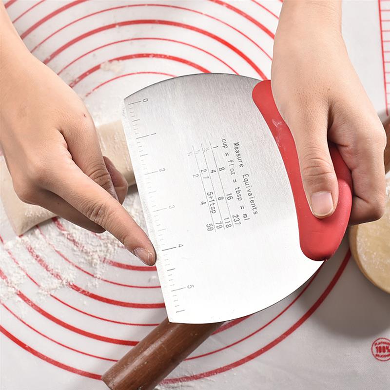 Rvs Deeg Cutter Schraper Pasta Mes Met Meting Marks Brood Gebak Pizza Maken Tool Voor Keuken Pastry Chef
