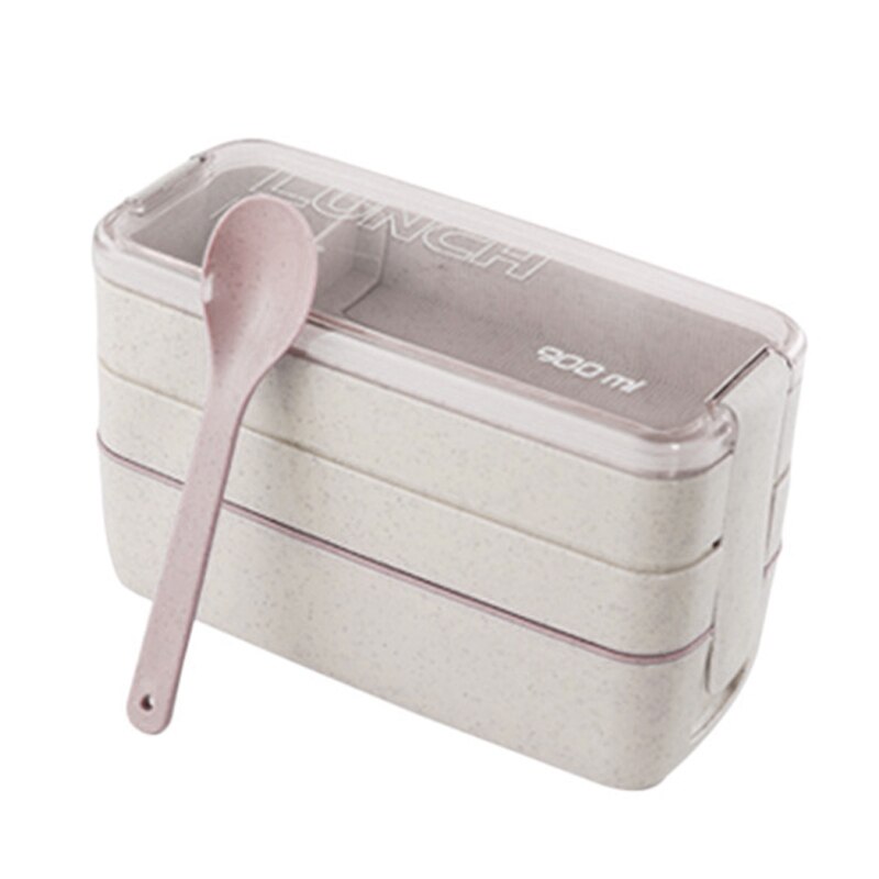 Plastic Lunch Boxes Food Container Colorful Microwaveable Lunch Bento Box Dinner Kids Picnic Home Supply Box: E2