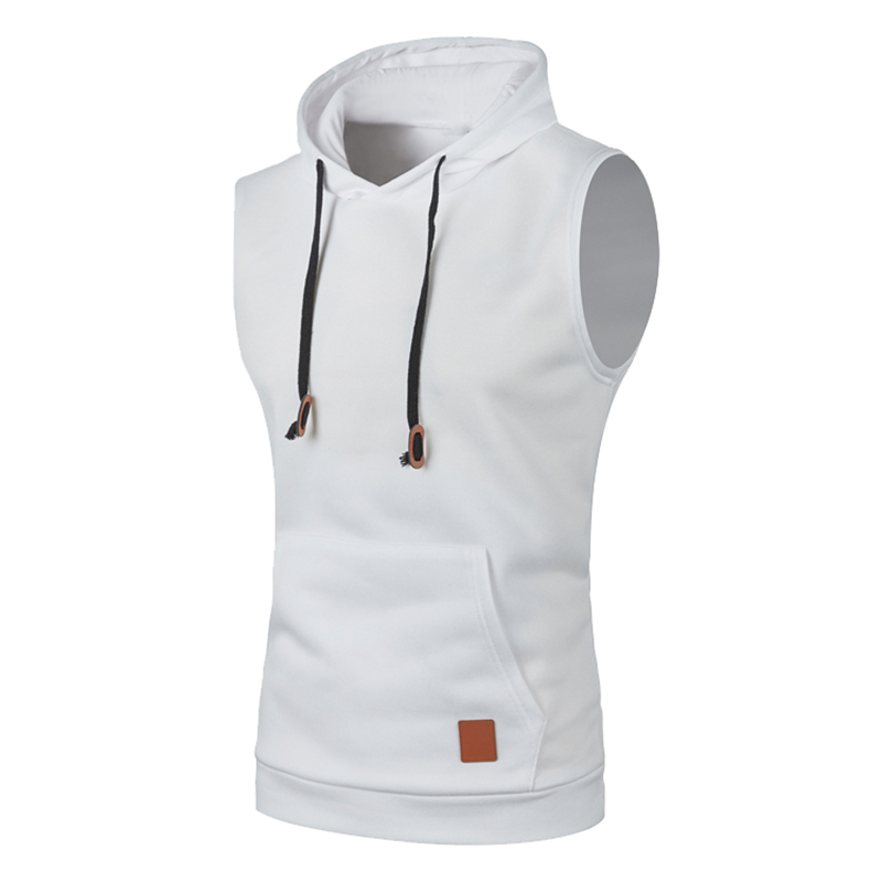 Heren mouwloze hoodies mode casual hooded sweatshirt heren bodybuilding tanktop sportief shirt vest vest gym: S / Bruin
