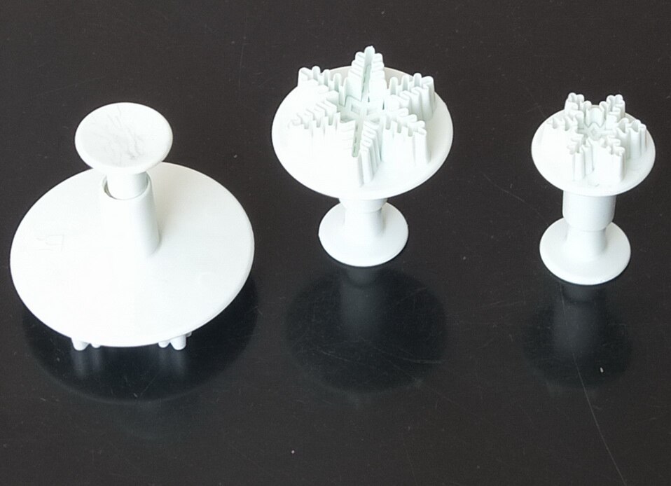 3Pcs Snow Flake Snowflake cake Cutter Mold Fondant Cake Tools Plunger Decorating Craft Fondant Cake Decorating Tools