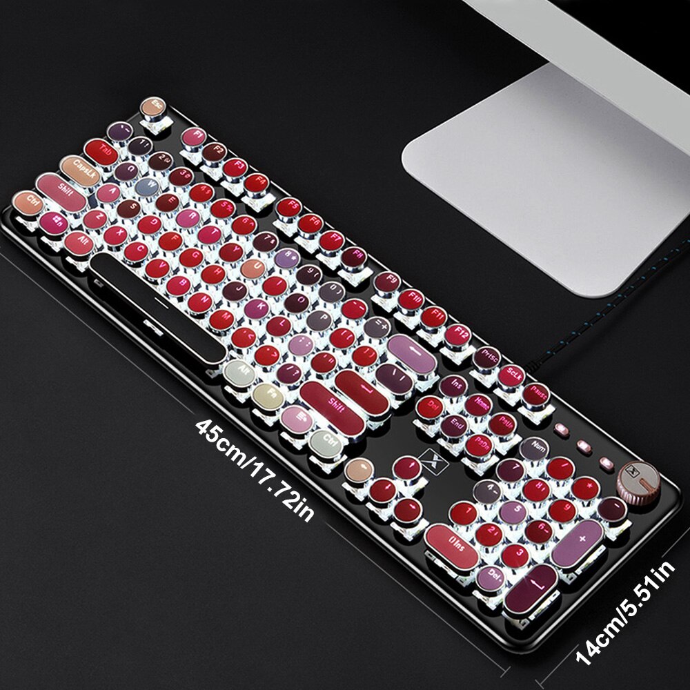 Vococal Vintage 104 Keys Gaming Mechanical Keyboard Mouse Set USB Wired 30 Light Effects Keypad Mice Combo for PC Laptop Desktop