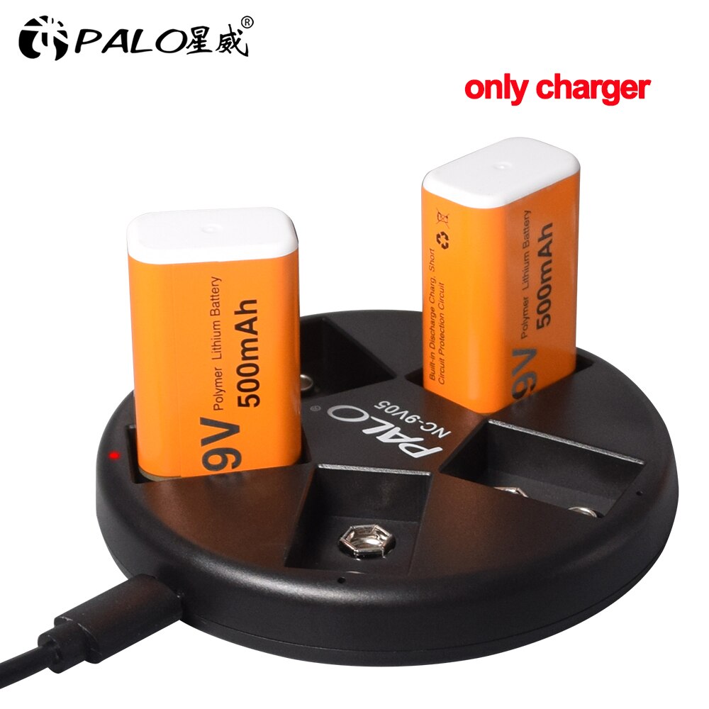PALO dual slot 6F22 9V battery charger usb charger smart LED display for 9V lithium nimh nicd rechargeable batteries: 5 slots charger
