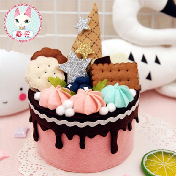 Filzen kit filz diy handwerk Handgemachte bunte kuchen Lagerung Fall Für Kinder Geburtstag Speziellen Fühlte DIY Paket: Armee Grün