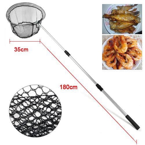 Opvouwbaar visnet met uitschuifbare hengelgreep