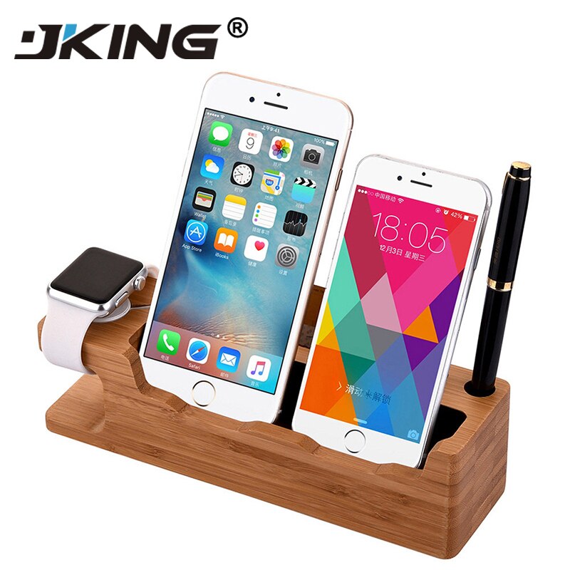 Cargador de soporte para teléfono móvil estación de carga de madera para apple iPhone X 8 7 Plus 6 6S Plus 4S 5S SE para apple Watch