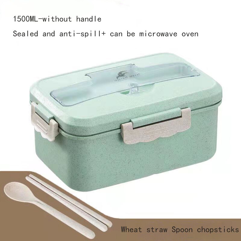 Fiambra – boîte à déjeuner pour enfants, conteneur de stockage de nourriture, boîte à bento isolée, boîte à collation japonaise, boîtes à petit déjeuner: green-1500ML