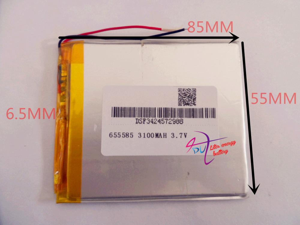 best battery brand Size 655585 3.7V 3100mah Lithium polymer Battery with protection board For Tablet PCs PDA Digital Products