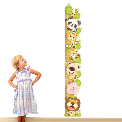 Kids Child Height Chart Measure Tape Wall Stickers Natural Animal Tree Vinyl Wallpaper House Decorative Decals Removeable