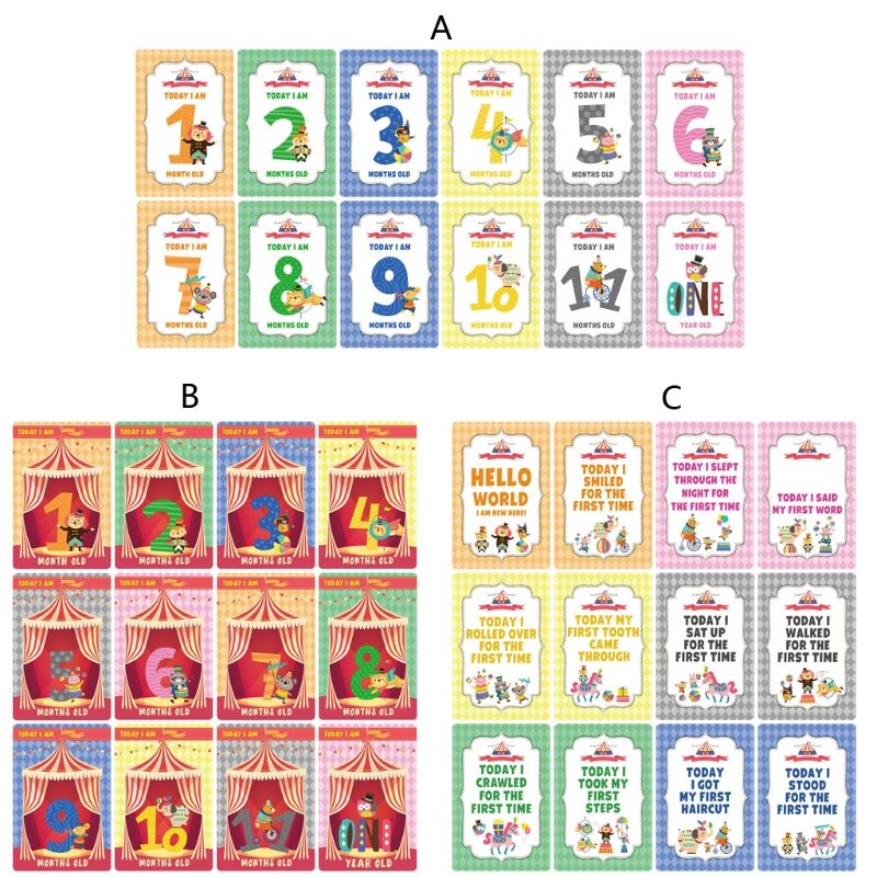 12 arkuszy kamień milowy karty udostępniania zdjęć karty wieku dziecka-karty milowe dla dzieci 124D
