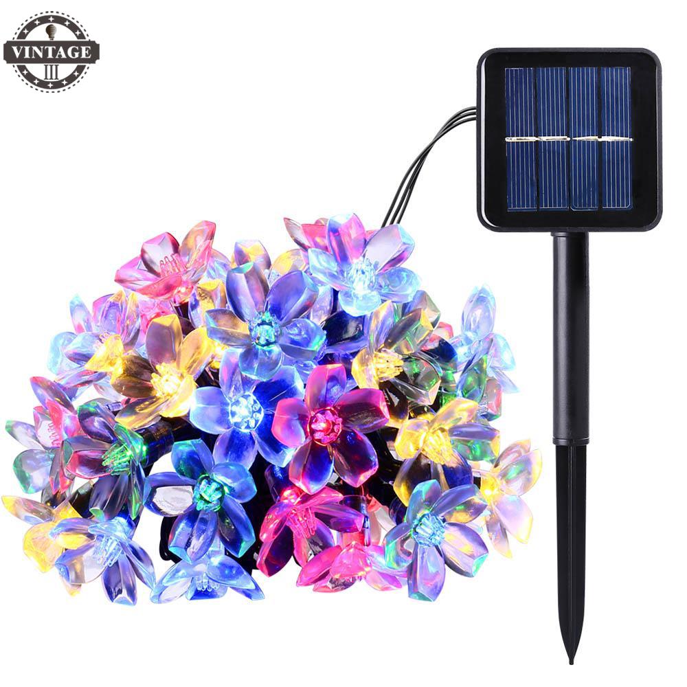 Antikue Bloem Solar Lamp Power Led String Kerstverlichting Solar 50 Leds 7M Slingers Tuin Kerst Decor Voor outdoor