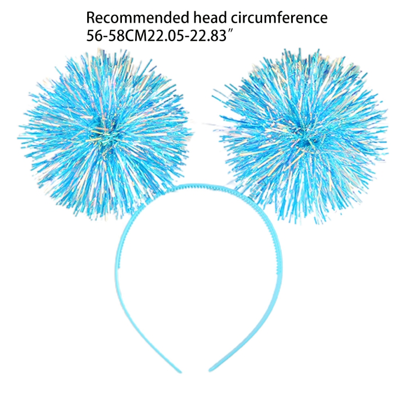 Serre-tête en plastique brillant pour femmes et filles, bandeau en forme de pompon brillant, cerceau pour cheveux de Festival, pour fête, spectacle, couvre-chef unisexe M6CE