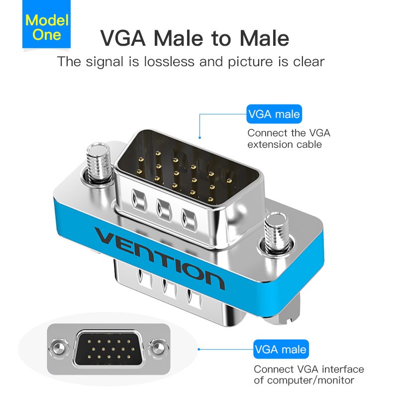 Vention VGA Coupler 15 Pin VGA Male to VGA Feamle Adapter HD15 Female to Female Gender with Gold-Plated for PC TV SVGA Adapter: DDBI0