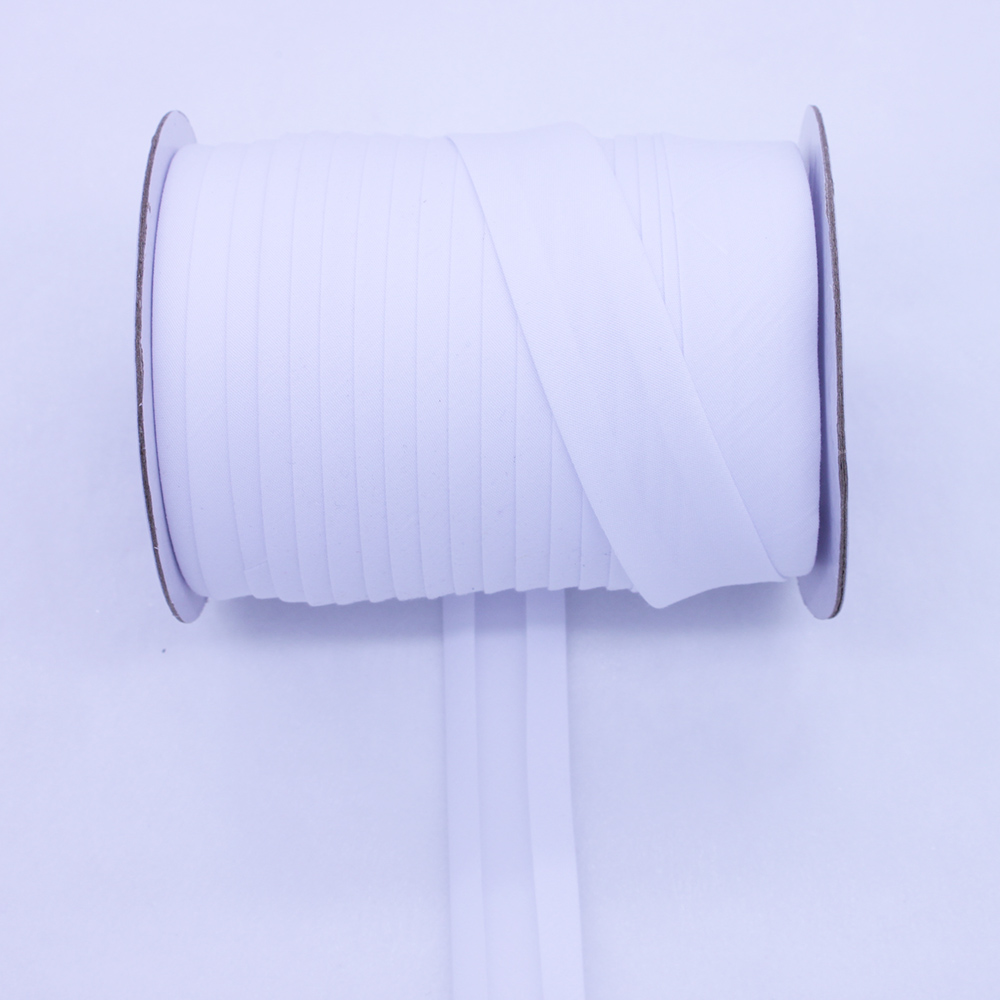 Poliéster/algodón 1 "25mm T/C cinta al polarización vinculante cinta de una sola pliegue Color sólido para costura y recorte de prendas DIY 50 yardas/rollo: Blanco