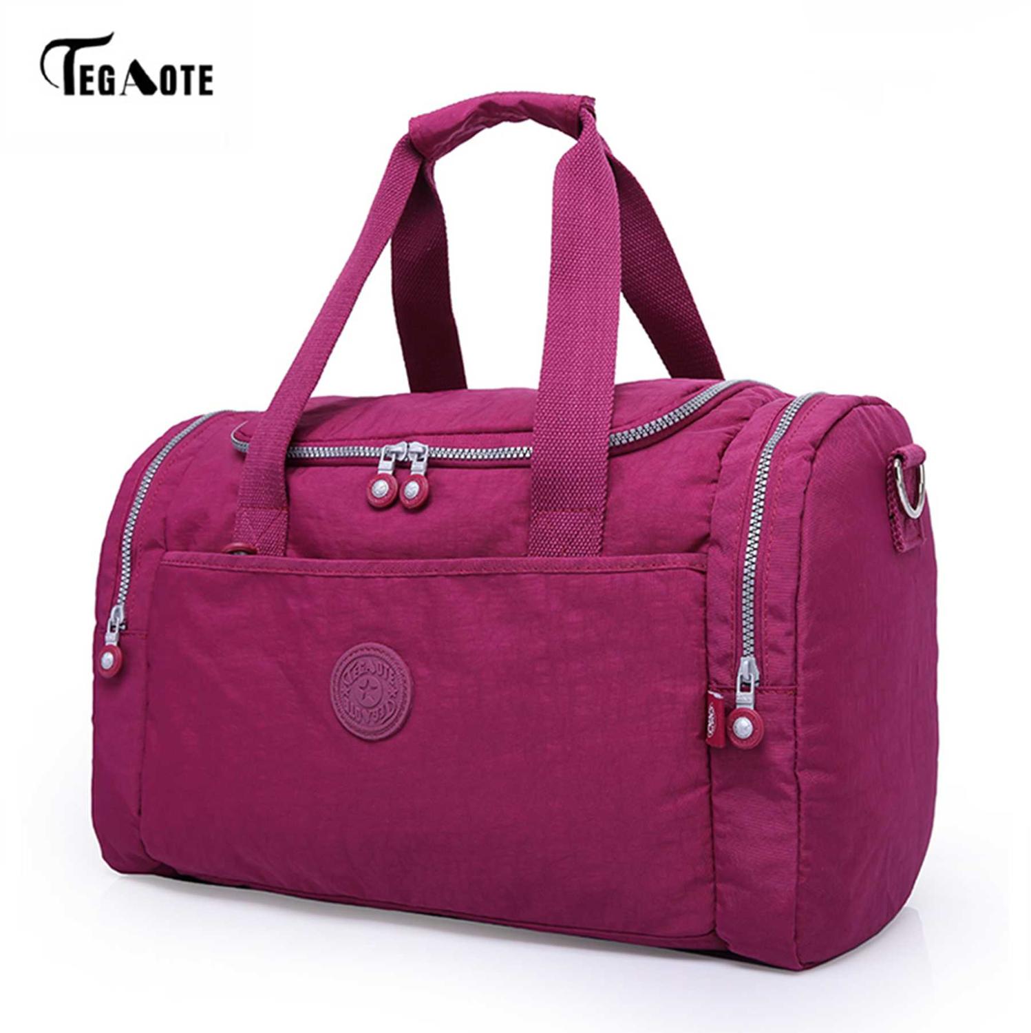 TEGAOTE femmes sacs de voyage grande capacité étanche bagages sac de sport fourre-tout décontracté grand week-end voyage sac touristique: Purple red