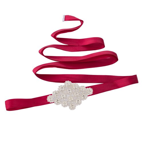 Trixy  s10 diamanten riemen bruidsriem strass riem sjerpen trouwjurk riem avondjurk riem chique riem voor vrouwen huwelijk: Wijnrood