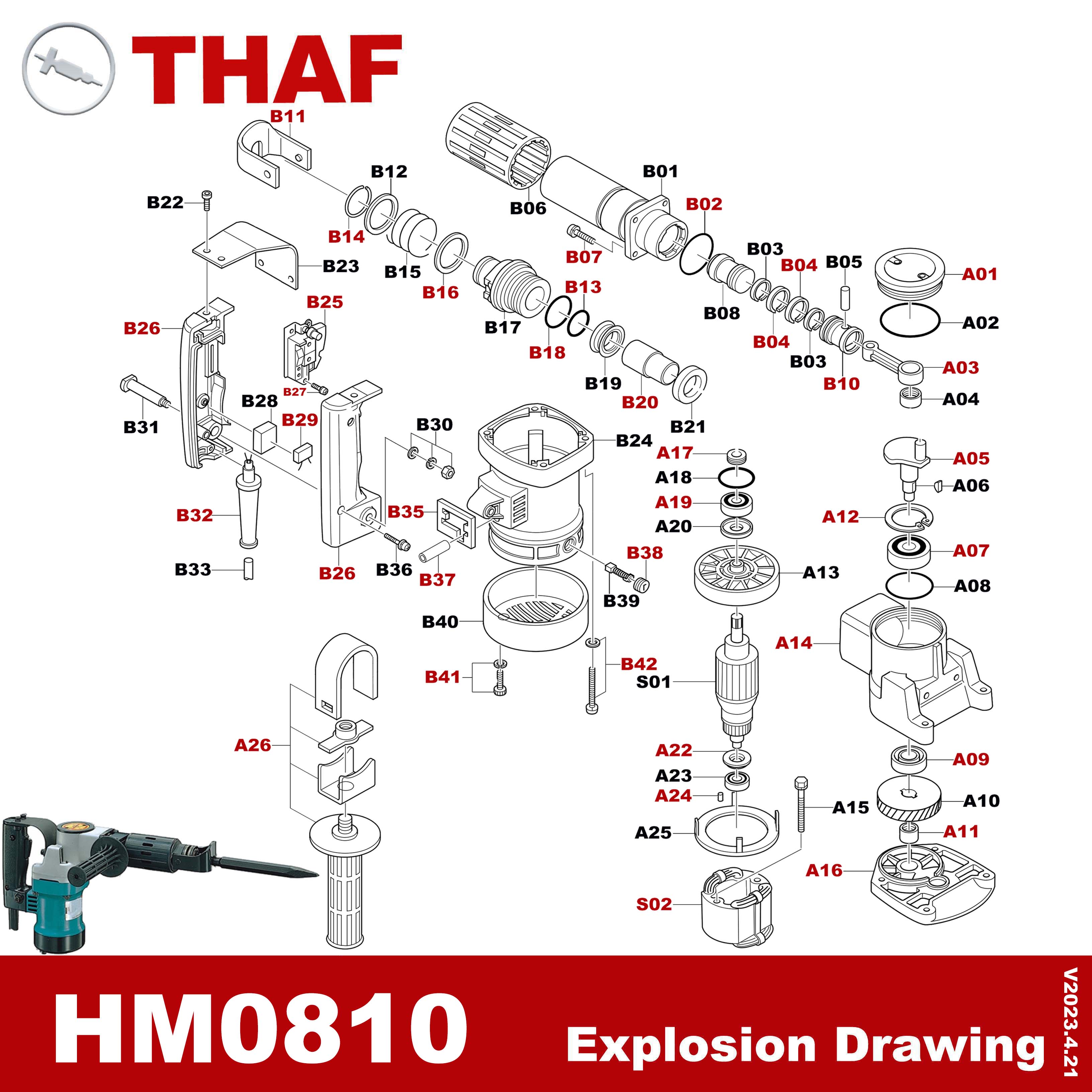 Connecting Rod Replacement Spare Part For Makita Demolition Hammer HM0810 A03