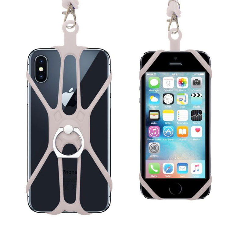 General Purpose Silicone Cell Phone Lanyard Rocontrip Strap Case Holder With Detachable Neckstrap Universal For Smartphone HF: Pink