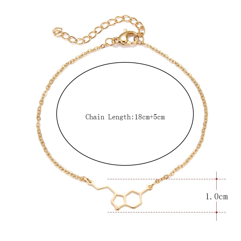 DOTIFI Stainless Steel Bracelet For Women Gold And Silver Color Erotonin Molecule Chemistry Geometric Lover's Engagement Jewelry