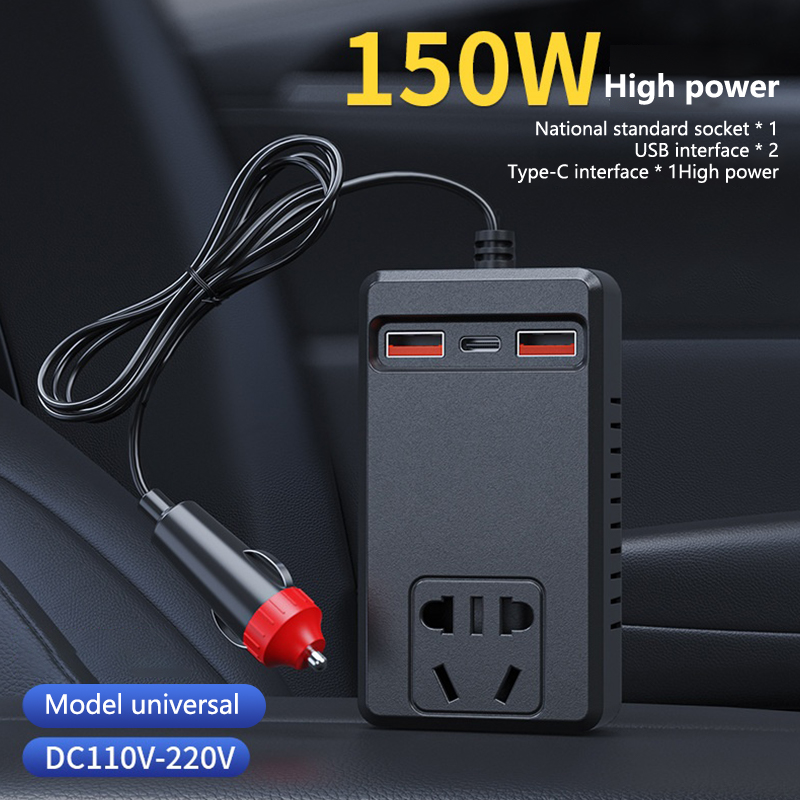Universal 150W Car Inverter DC 12V/24V To 110V/220V Auto Power Converter Adapter USB Type C Chargers Car Inverter For IPhone