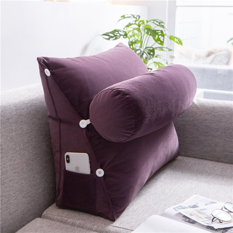 Comfort Driehoek Bed Lezen Kussen Grote Grote Sofa Bed Bed Lendensteun Kussen Rugleuning Rugleuning Pijnbestrijding Kussen: Imperial Purple