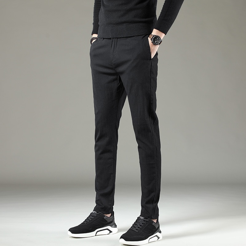 Autumn Spring Men Pants Straight Casual Men thin Trousers Classic Business brown Pants For Men: 32 / Z3306 black