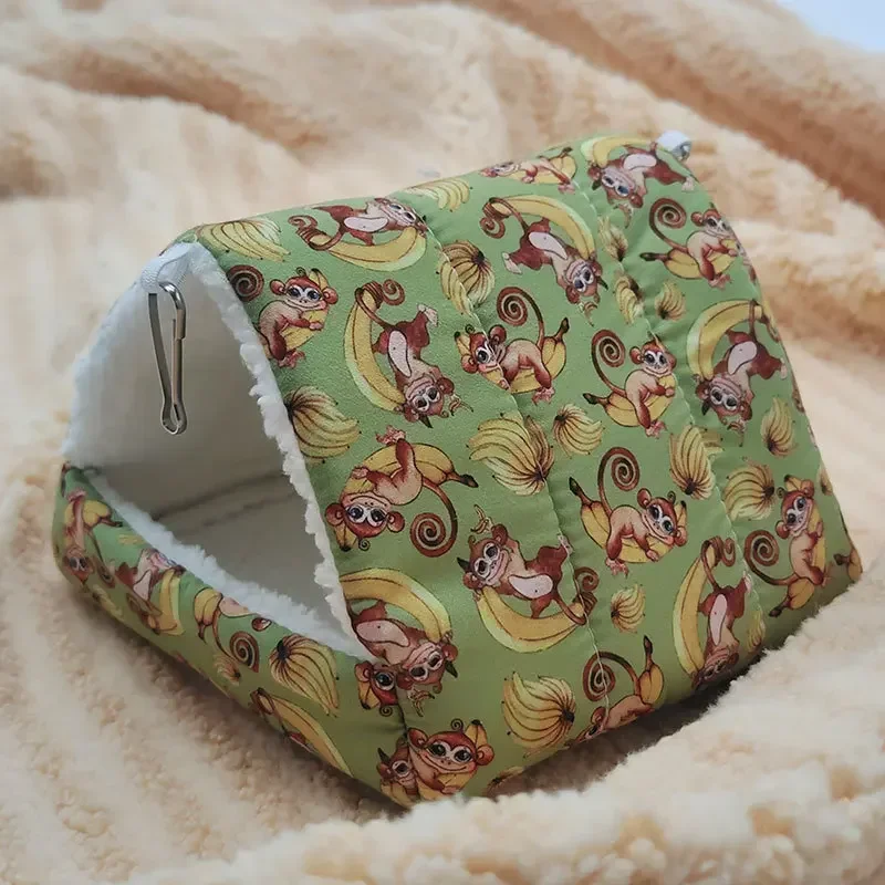 Cómoda casa para hámster, estera cálida, cama para dormir de animales pequeños, nido de conejillo de indias suave, Mini jaula para conejo, estera de ardilla: L / Marrón oscuro
