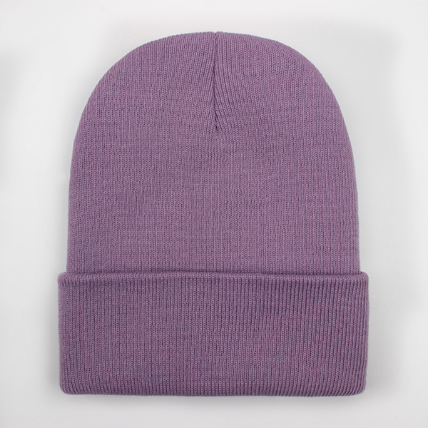 Solid Unisex Beanie Autumn Winter Wool Blends Soft Warm Knitted Cap Men Women SkullCap Hats Gorro Ski Caps 24 Colors Beanies: PURPLE