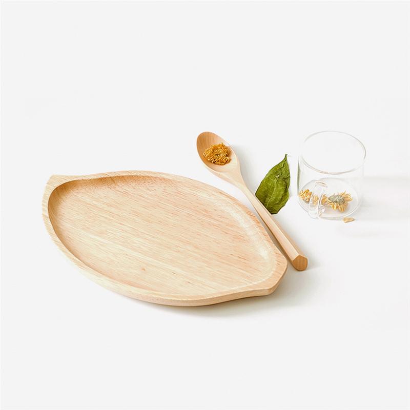 Rubber Wood Sauce Dipping Plates Dishes Japanese Style Leaf Shape Dessert Dishes for Condiment Food