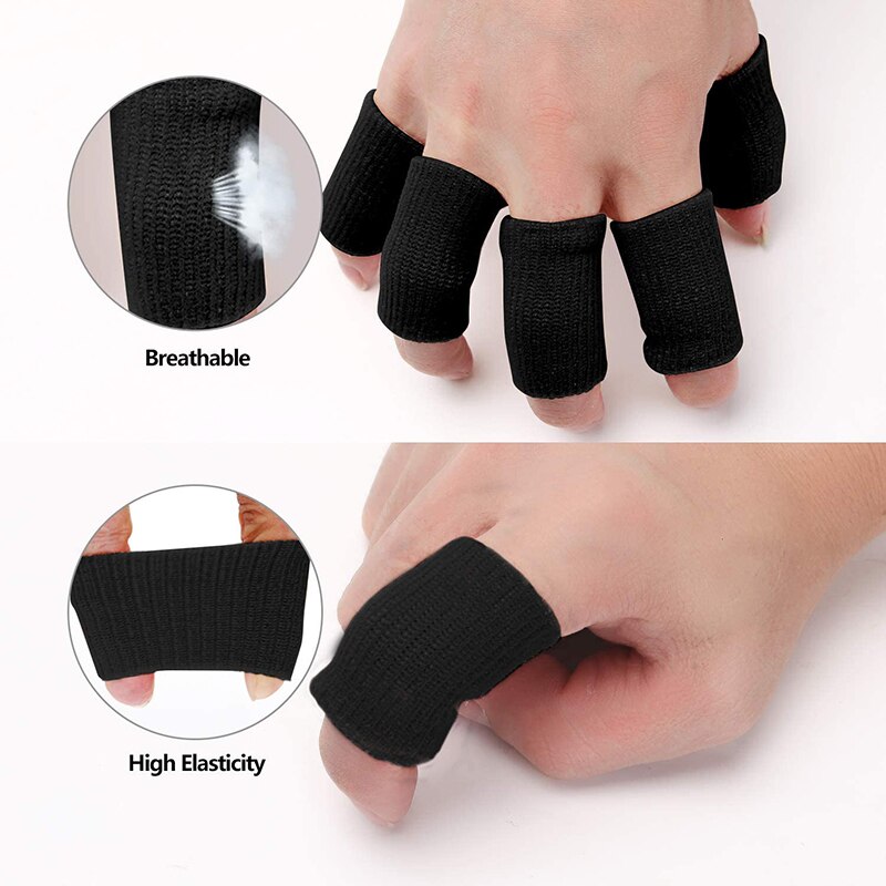 20 stykker finger ærmer beskyttere tommelfingerstøtte understøtter elastisk kompressionsbeskytter til lindring af smerte gigt sport