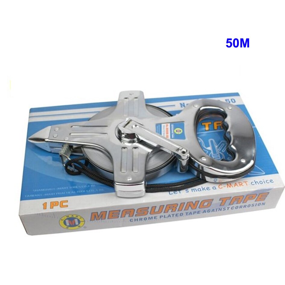 C-Mart Tools 30M 50M MM/INCH Stainless Steel Measuring Tape Portable Rack Steel Tape Measure Engineering Tool 30 50 -Meter-Long