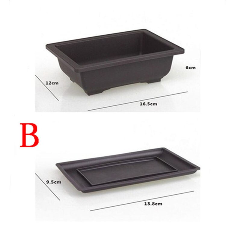 1pc urtepotte imiteret lilla sand kødfuld balkon firkantede plastikkrukker blomst bonsai skål bordursery kumme planter med bakke: 2