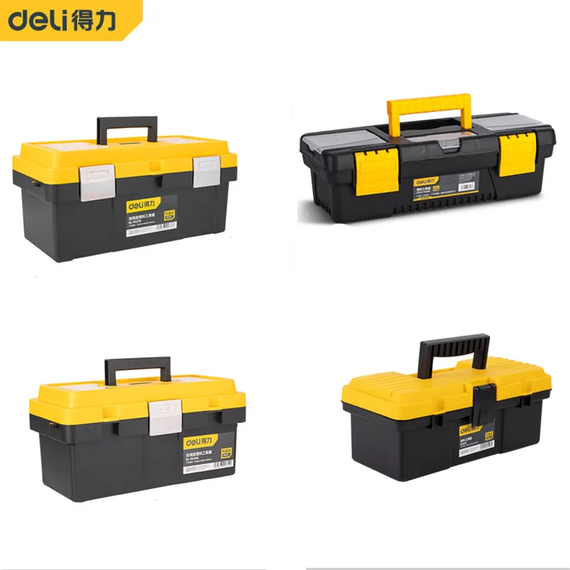 Deli Multiple Styles Household Multifunction Tool Box Double Layer Compartment Storage Organizer Toolbox for Hardware Tools Case