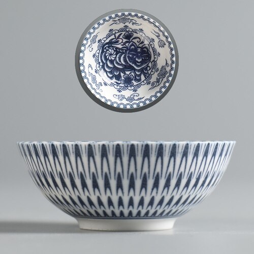 Keramisk kung fu tesæt kinesisk stjernetegn 50ml lille tekop enkelt kop antik blå og hvid porcelænskop personlig master kop: Tiger