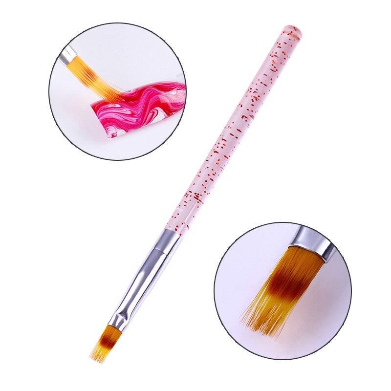 Pincel para pintar uñas gradiente, accesorios de manicura Nail Art con mango brillante de acrílico rojo, verde, 1 unidad