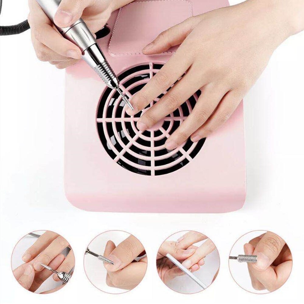 80W Nail Zuig Dust Collector Fan Sterke Nail Stofzuiger Manicure Machine Met 2 Dust Verzamelen Tassen Salon Nail tool