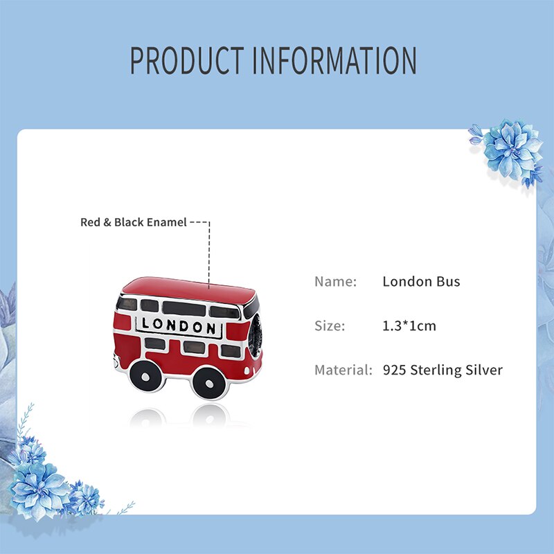 Authentic 100% 925 Sterling Silver Charms Fit Original Bracelets Charm Red London Bus Beads For Women Diy Fine Jewelry