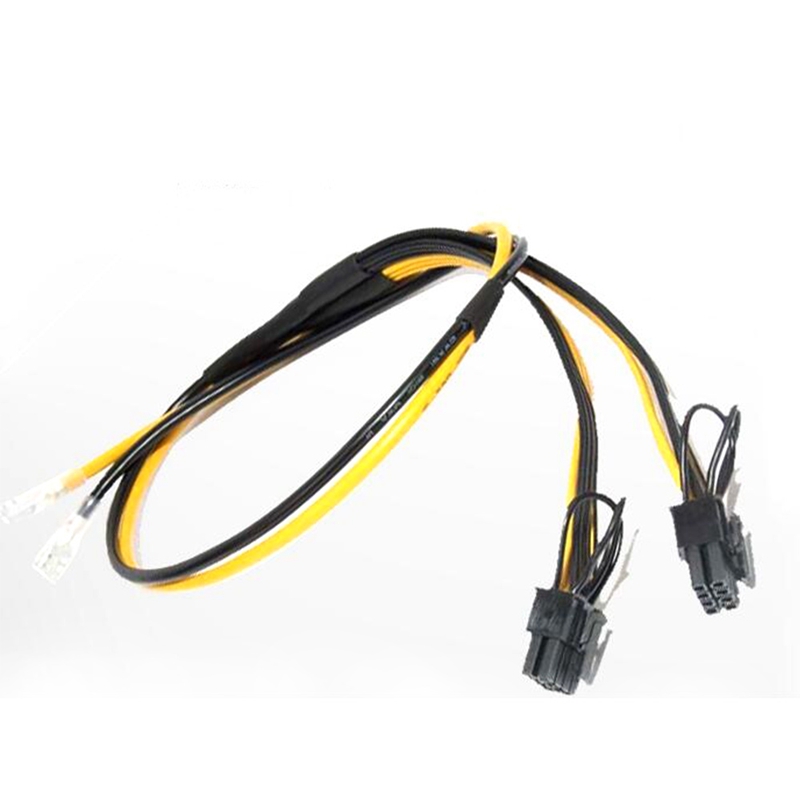 Cable de alimentación Dual PCI-E PCIe para minero de aparejo, 1 A 2X(6 + 2Pin), tarjeta gráfica de vídeo, Cable de alimentación 12AWG(50CM)+ 16AWG(20CM), 5 uds.