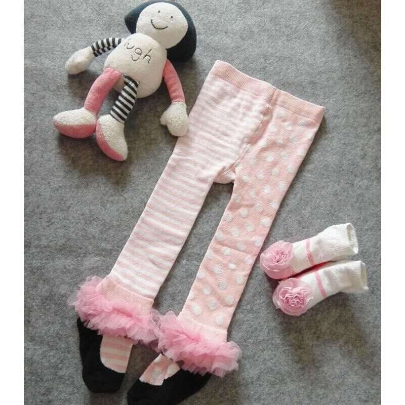 Ragazze di Modo Dell&#39;increspatura Calzamaglie Panty Babysocks Del Bambino Delle Ragazze Body E Pagliaccetti Collant Calza di Pizzo per il Bambino Carino Siamese Calzamaglie Jacquard