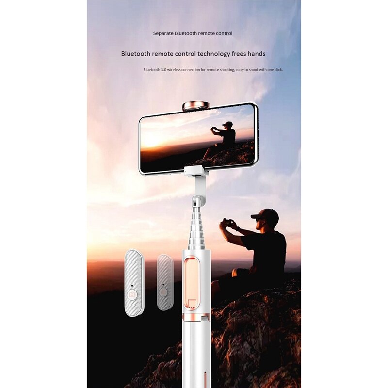 3-in-1 Wireless Bluetooth Selfie Stick Gimbal Stabilizer with Remote for iPhone Android
