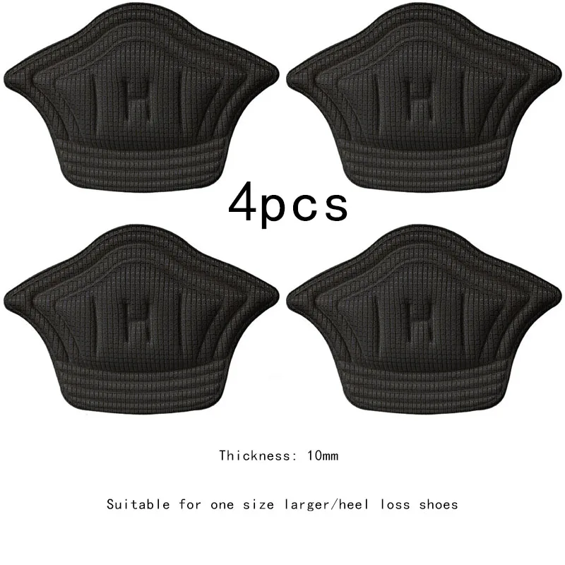 Plantillas adhesivas para zapatos de deporte, 4 Uds., alivio del dolor, almohadilla antidesgaste para pies, Protector de cojín ajustable, plantilla adhesiva trasera: Negro