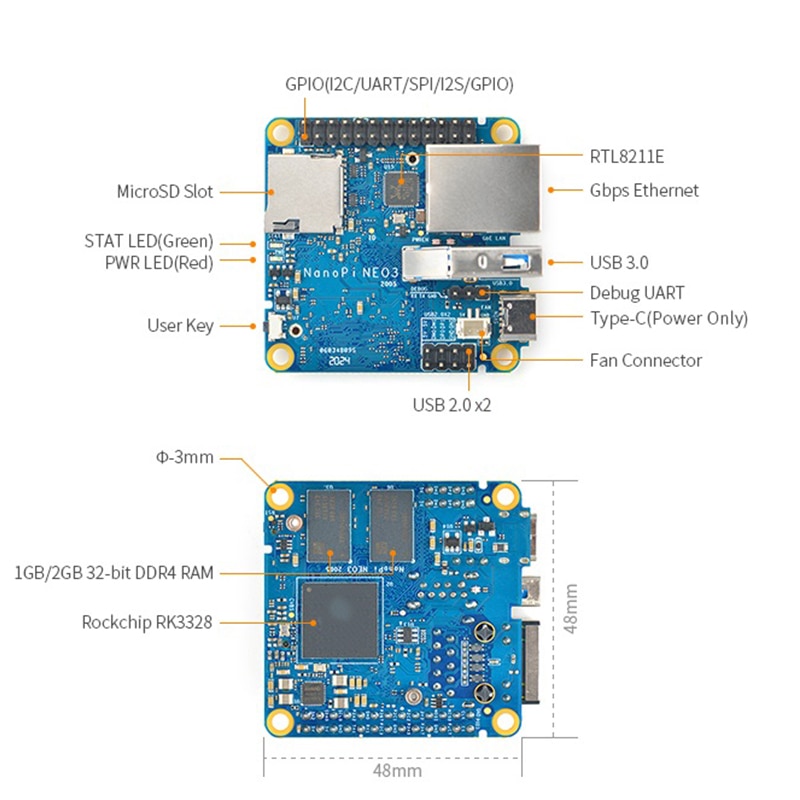 Adatto per NanoPi NEO3 Tutta La Macchina Porta Gigabit Ethernet 2GB di Memoria di Grandi Dimensioni OpenWrt/LEDE con Borsette + Calore lavello