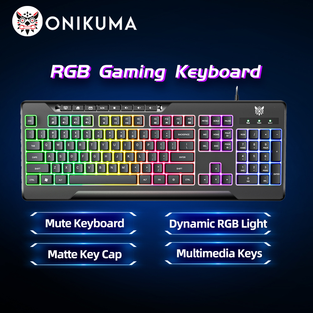ONIKUMA 2025 G32 Bedraad Gaming Toetsenbord met RGB Backlit Matte Key Caps 104 Toetsen Membraan Gaming Toetsenborden voor PC Gamer: Default Title