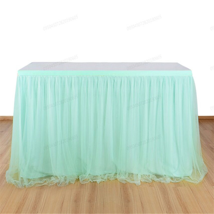 Jupe de Table à Plis Façon Tutu de Danse en Tulle 183x77 cm, Décoration de Table Maison pour Occasion de Fête Prénatale, Anniversaire
