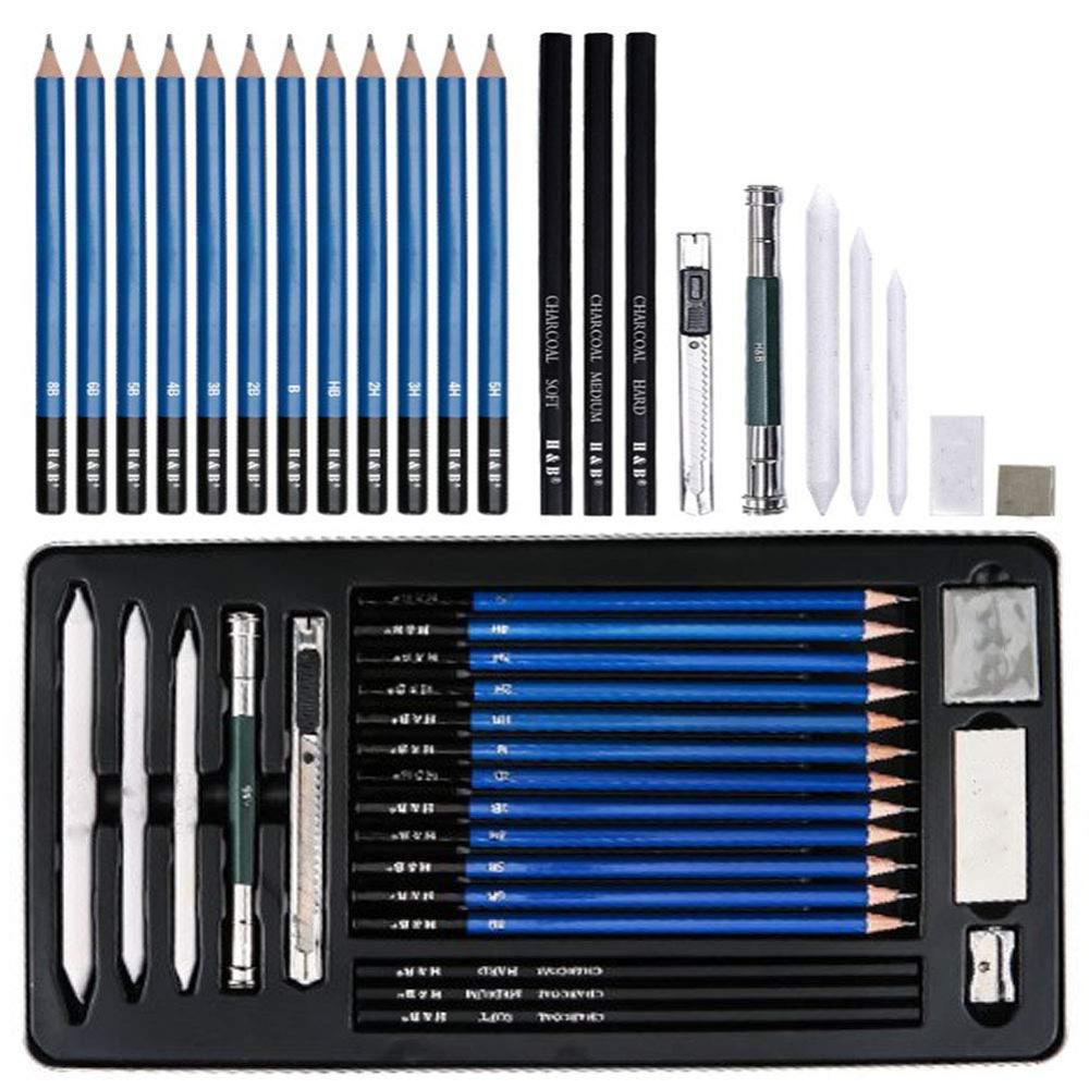 23pcs Sketching Pencils Sketching Drawing Pencils Kit Set Wood Pencil for Art Supplies School Students
