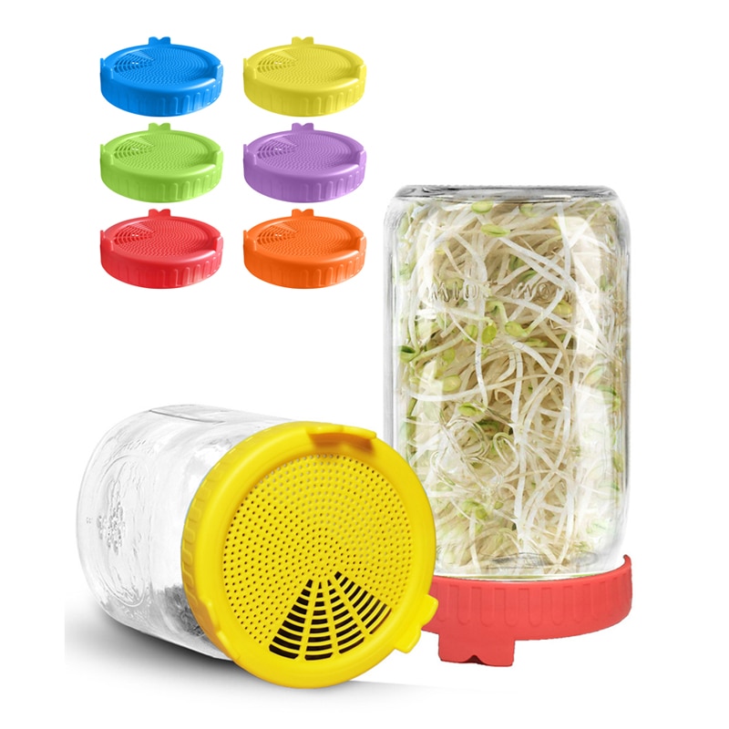Bean Sprout Cover Fermentation Strainer Lids Food Grade Mesh Sprout Cover Kit Peanut Sprouting Lid for Mason Jar